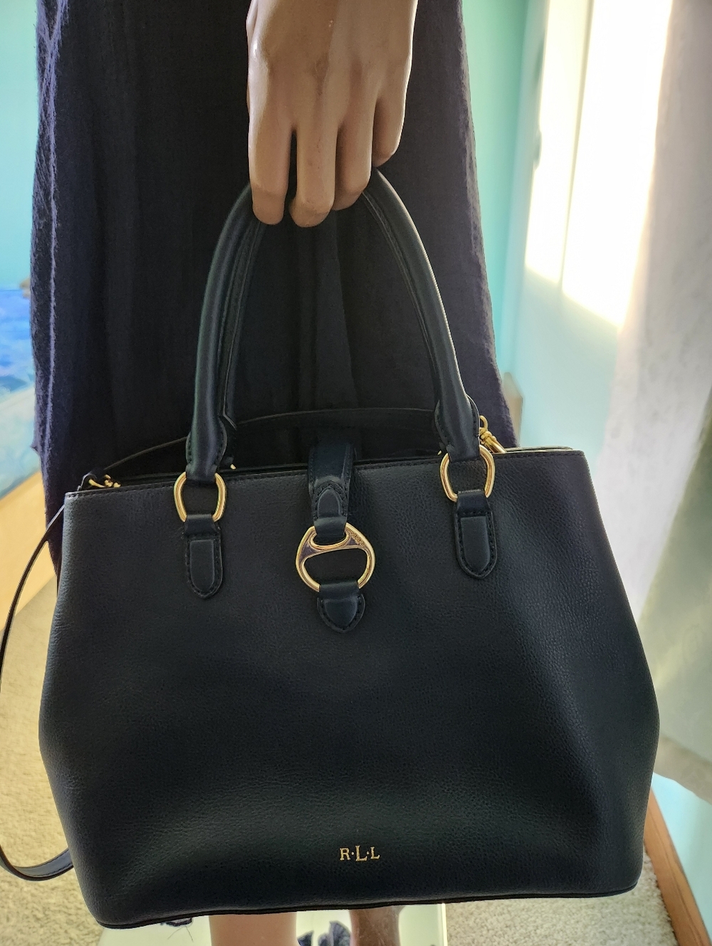 Lauren Ralph Lauren Navy Blue RLL Satchel Purse